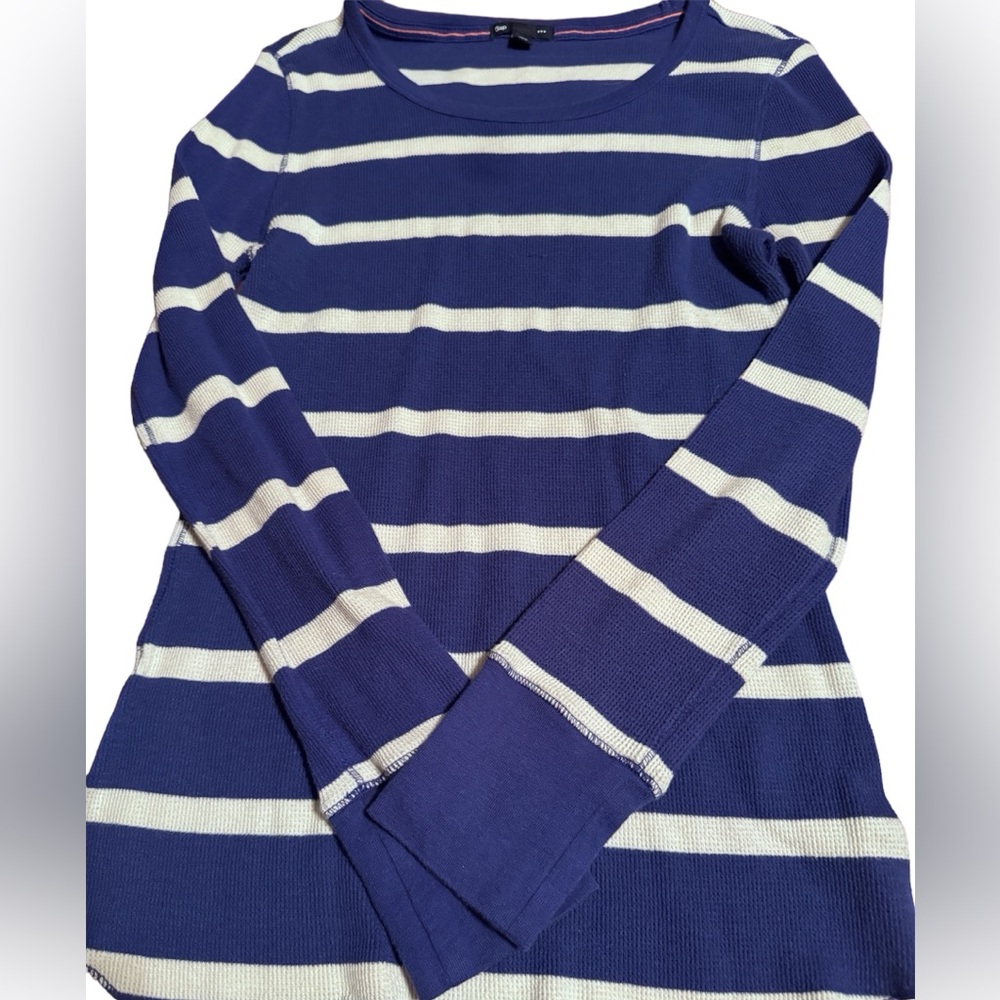 Gap Waffle Print striped shirt